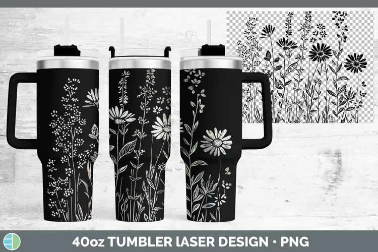 Pretty Wildflowers Laser 40oz Tumbler Sublimation Tumbler De