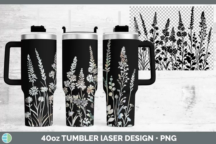 Pretty Wildflowers Laser 40oz Tumbler Sublimation Tumbler De