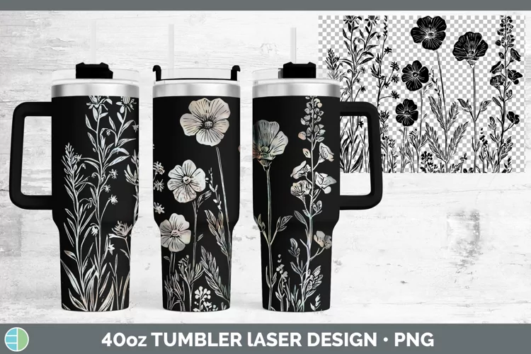 Pretty Wildflowers Laser 40oz Tumbler Sublimation Tumbler De