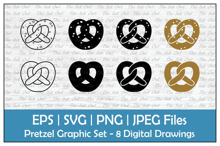 Pretzel Outline, Silhouette & Color Clipart