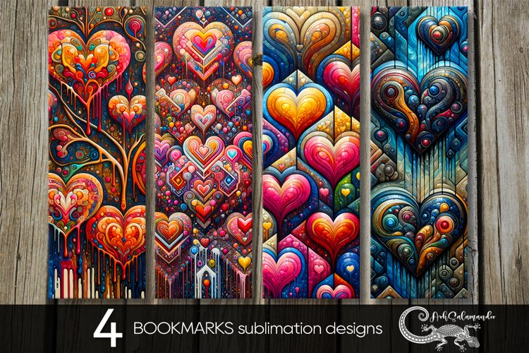 Boho hearts | valentine bookmarks sublimation design PL example image 1