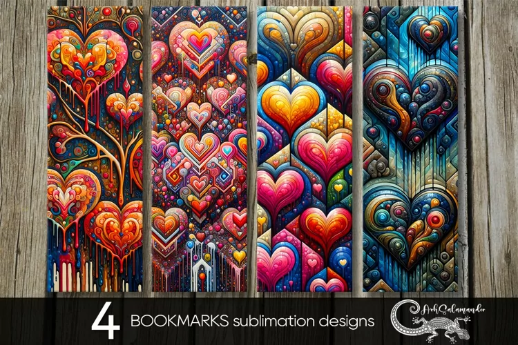 Boho hearts | valentine bookmarks sublimation design PL