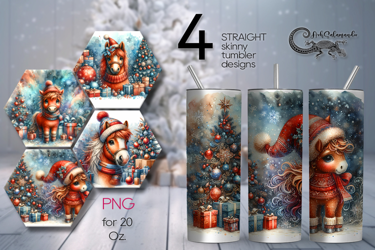 Christmas horse | 4 retro xmas Sublimation Tumbler designs