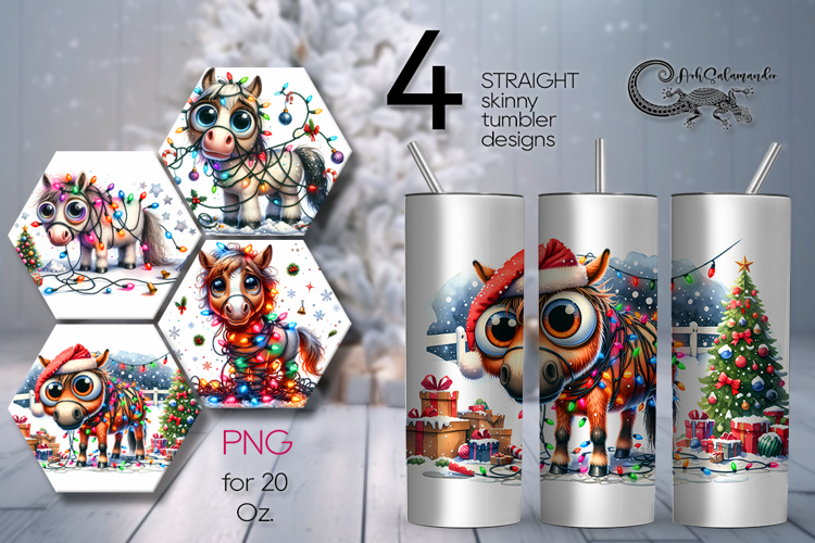 Christmas horse | 4 funny Skinny tumbler sublimation designs