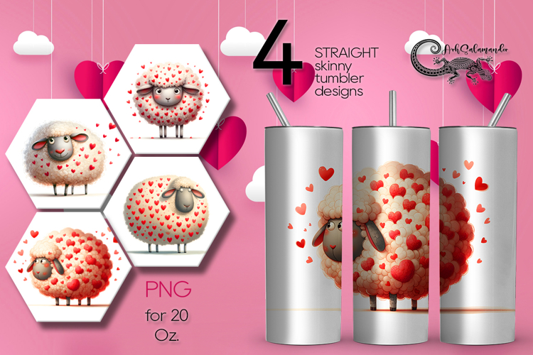 Valentine sheep | 4 love Skinny tumbler designs