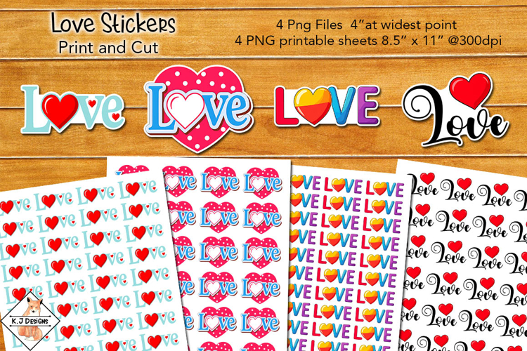 Love Stickers & A4 Sheets | Print and Cut