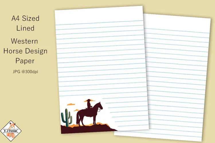 A4 Digital lined Western Horse Design Paper