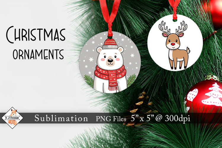 Polar Bear & Deer Christmas Ornaments
