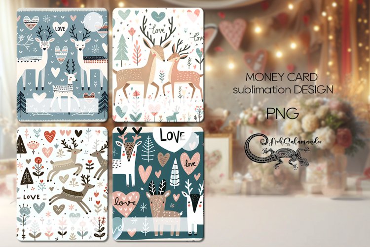 Nursery Card | 4 scandi animals Money Card Sublimation desig