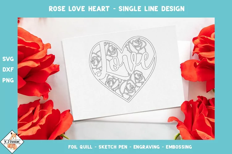Rose Love Heart SVG | Single Line Design