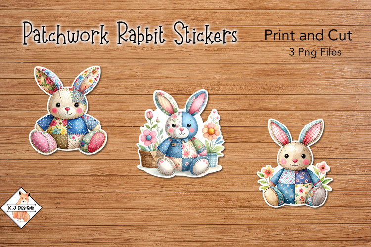 Patchwork Rabbit Stickers | Print and Cut