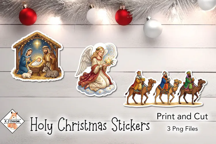 Christian Christmas Stickers | Print and Cut