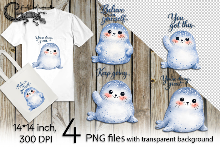 Inspiring inscription seal | 4 cute PNG Sublimation designs