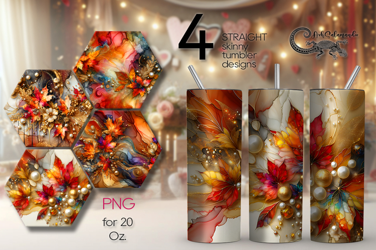 Abstract Autumn | 4 fall Skinny Tumbler Sublimation designs