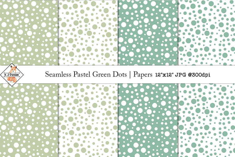 Seamless Pastel Green Dots Digital Papers
