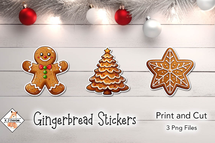 Gingerbread Christmas Stickers | Print and Cut