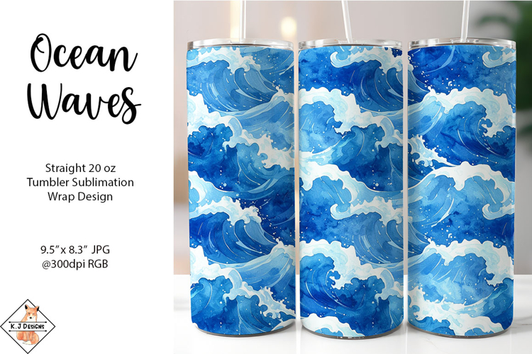 Ocean Waves Sublimation Tumbler Wrap