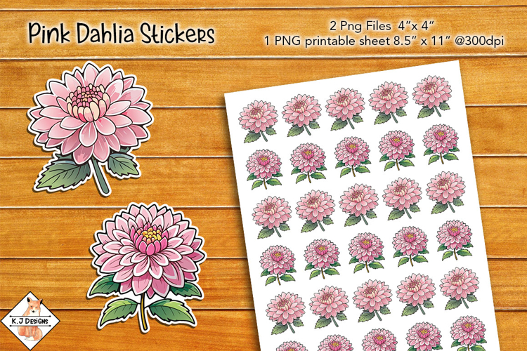 Pink Dahlia Stickers | Print and Cut