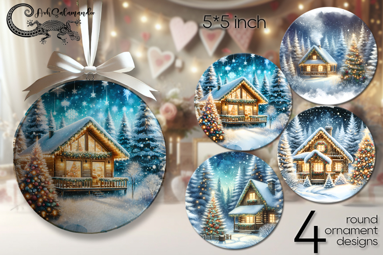 Christmas moods | 4 Xmas round ornaments sublimation PL