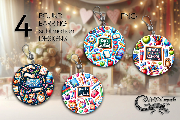 Back to school | Round Earring Sublimation designs, PL