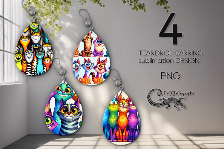 Funny pets | cartoon Teardrop earring sublimation design PL