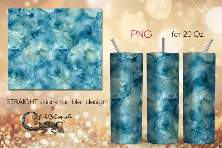 Abstract blue design | Marble Straight Skinny Tumbler PLUS