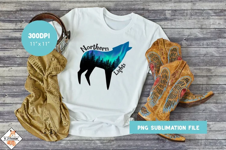Northern Lights Wolf Design | Sublimation Clipart