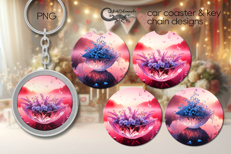 Fantasy sunset | coaster & key chain sublimation design PL