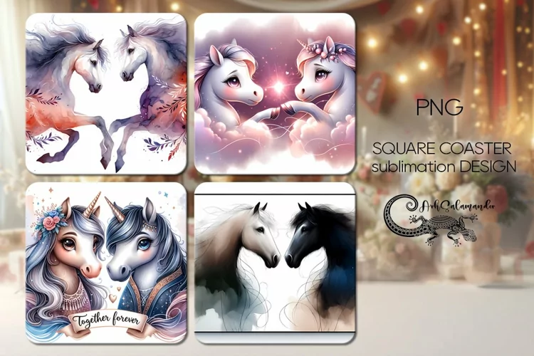 Love horse | valentine square coaster sublimation design