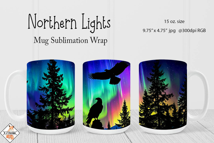 Northern Lights Mug Wrap Sublimation | 15 oz. Mug