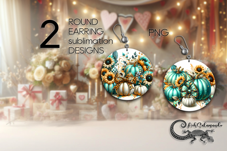 Pumpkin season | autumn Sublimation round earring design PL