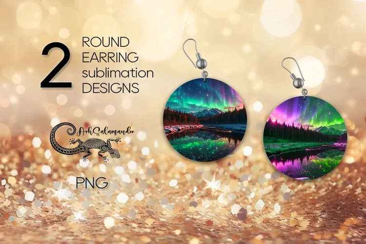 Northern Lights | Round earring xmas sublimation design PL