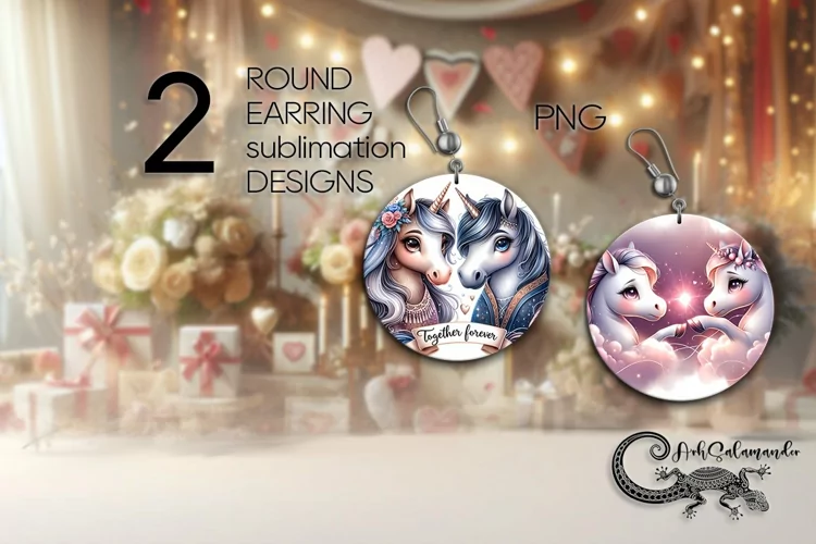Valentine animals | horse Round Earring sublimation design P