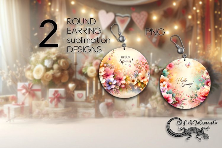 Watercolor Spring | Round Earring Sublimation design PL