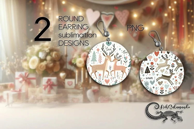 Scandi design | 2 valentine round earring Sublimation