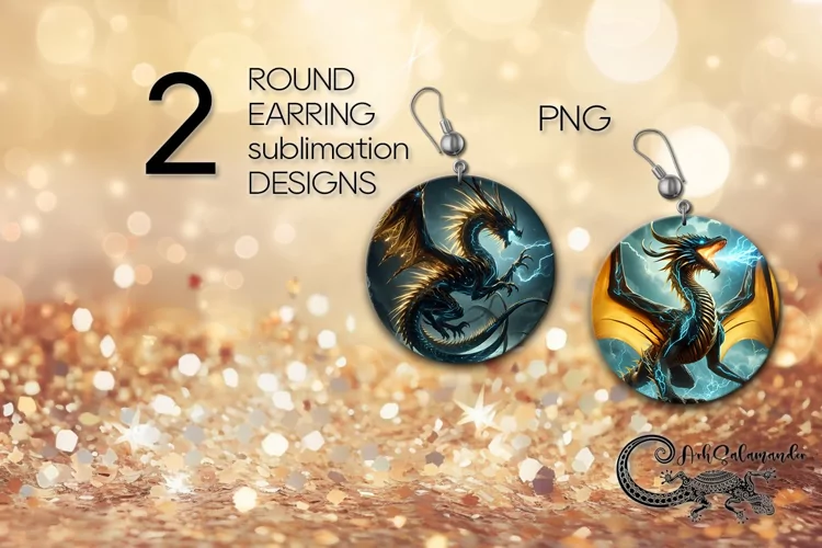Chinese Dragon | fantasy Round earring Sublimation design P