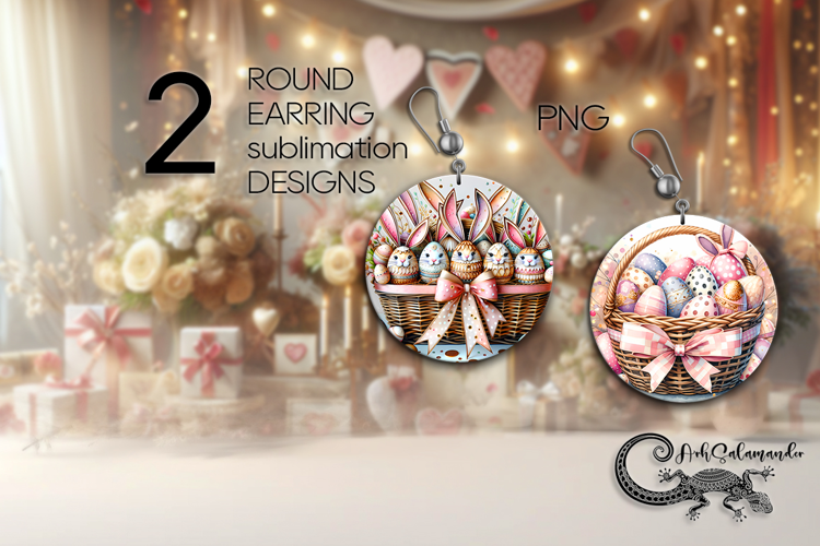 Easter eggs | spring Round Earring Sublimation design P