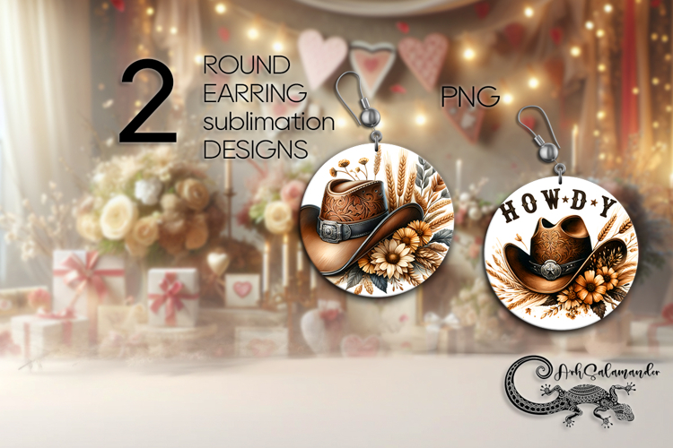 Western | America Round earring sublimation design PLUS example image 1