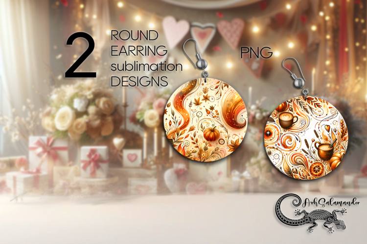 Golden Autumn | Round Earring Sublimation designs PL