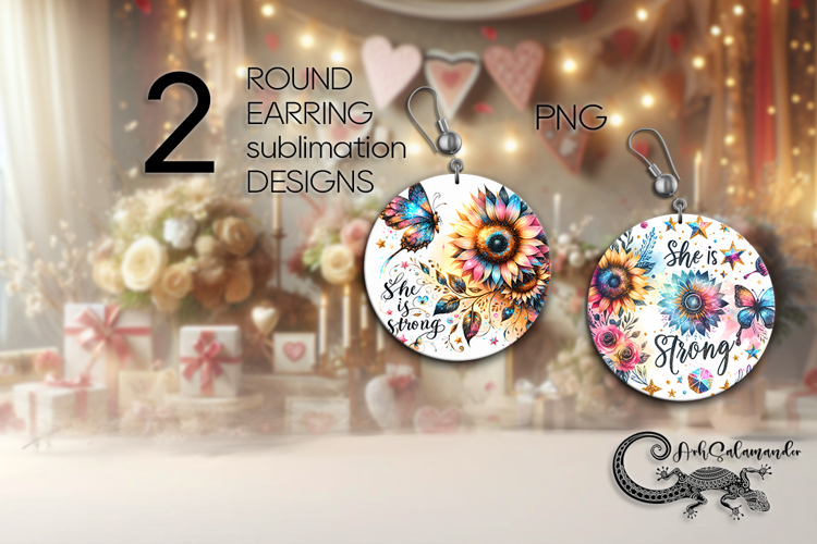 Motivating inscriptions | Round earring sublimation P