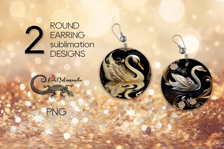Swan | Birds Round earring Sublimation design PLUS