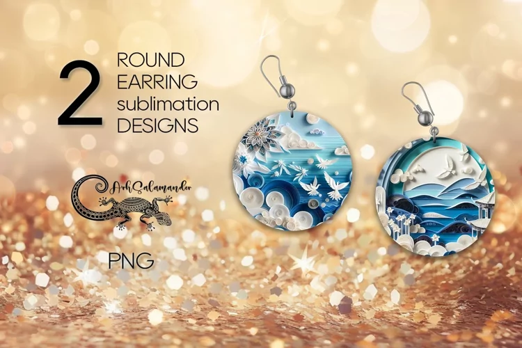 Marine quiling | Round earring Sublimation design PLUS