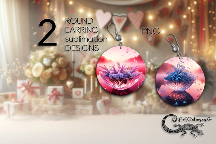 Fantasy sunset | Magic Round earring Sublimation design PL
