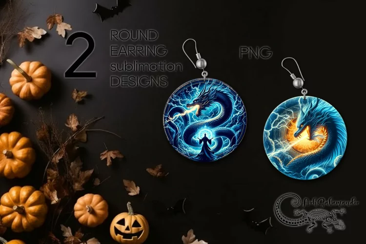 Chinese Dragon | mystic Round earring Sublimation design PL