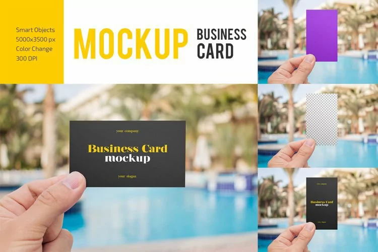 Hand Holding Business Card Mockup Set