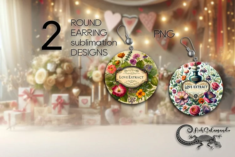 Valentine vintage love | Sublimation round earring PL