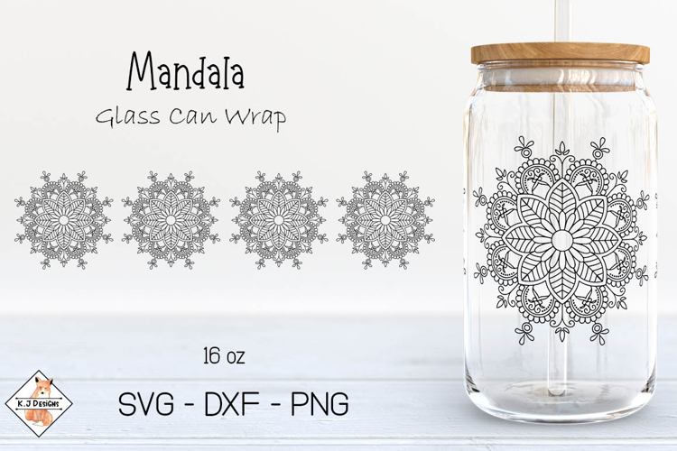 Mandala Beer Glass Can Wrap SVG Design