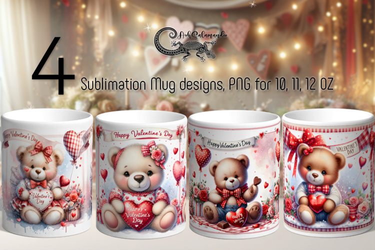 Valentine teddy bear | mug sublimation design PLUS