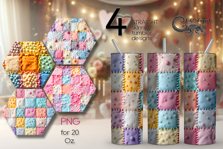 Candy patchwork | 4 Skinny tumbler sublimation designs