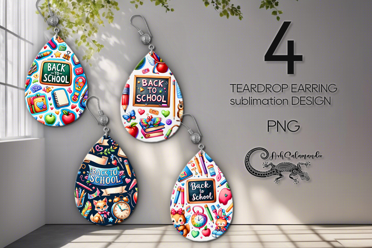 Back to school | 4 fall Teardrop earring sublimation designs